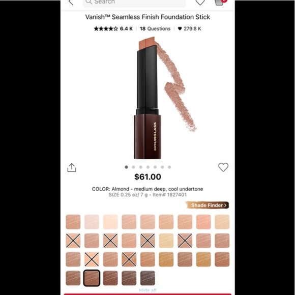 Hourglass NEW Vanish Seamless Finish Foundation Stick ALMOND Full Size Box Cream - Picture 2 of 14